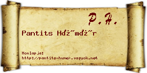 Pantits Hümér névjegykártya